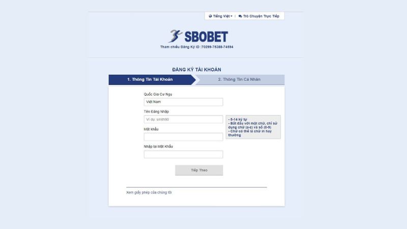 Đăng ký tài khoản khi tham gia chơi Sbobet
